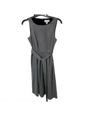 ELLE Sleeveless Checkered Preppy Chic Office Career Wear Belted Midi Dress Small